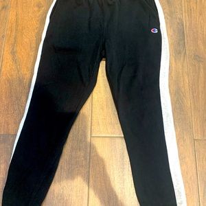 Champion sweatpants. Black with grey stripe.